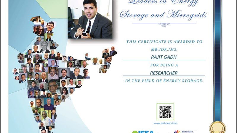 rajit gadh named by iesa one of the “50 most influential indians in energy storage and micro-grids”