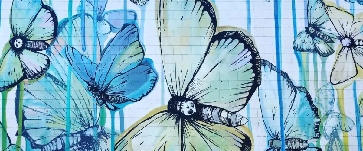 Butterfly mural from Frog Town, Los Angeles