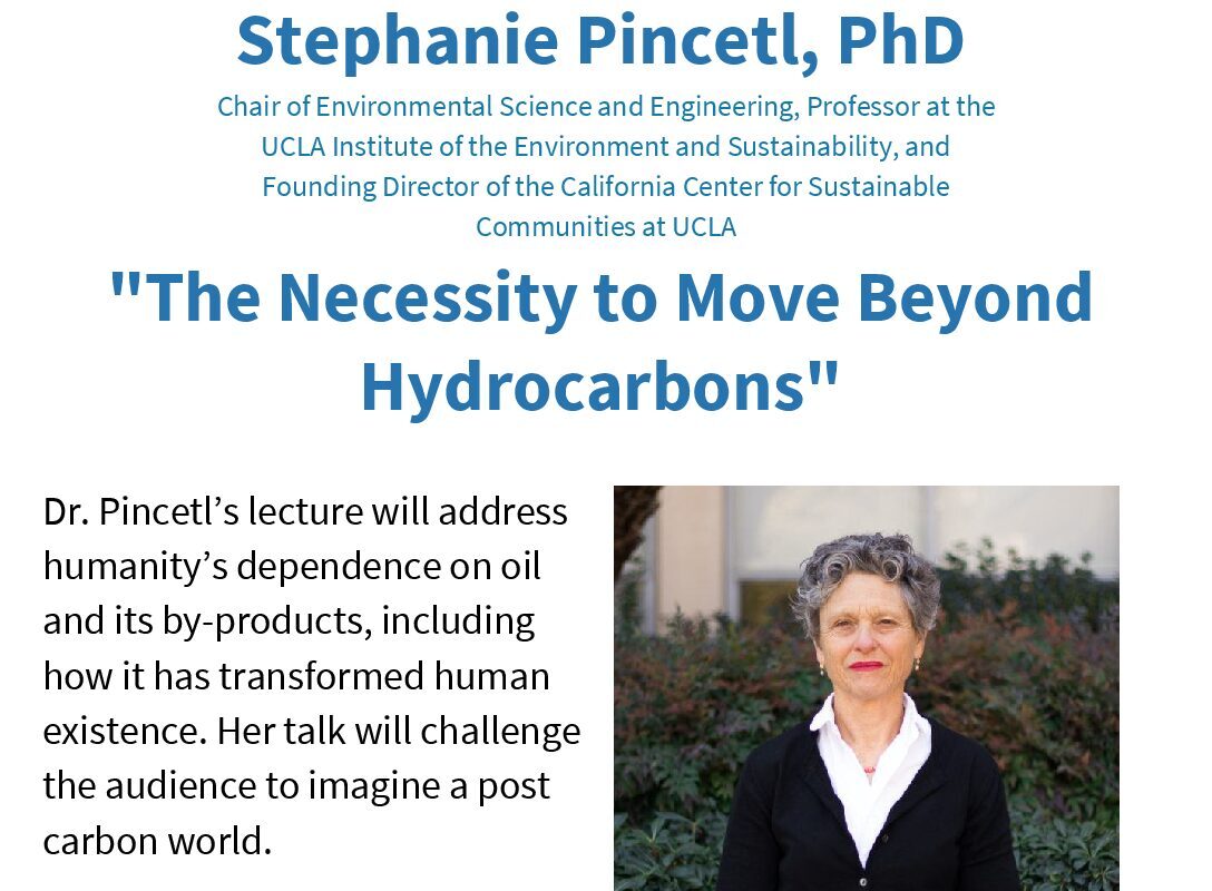 The Necessity to Move Beyond Hydrocarbons: A Talk by Stephanie Pincetl
