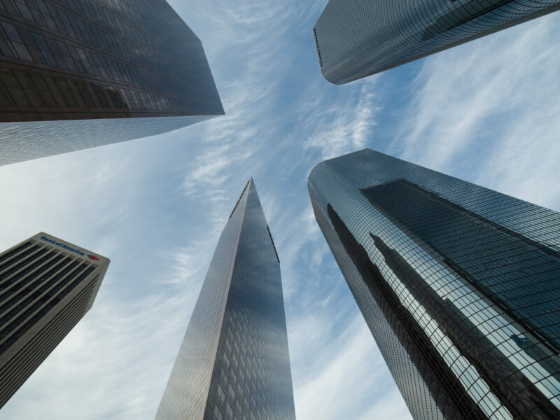 Bunker Hill skyscrapers from ground level