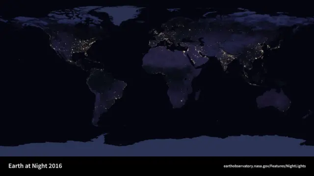 The NASA Black Marble, a composite image of Earth at night using 2016 VIIRS data. Photo by NASA