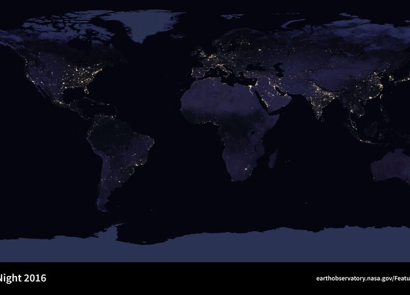 The NASA Black Marble, a composite image of Earth at night using 2016 VIIRS data. Photo by NASA