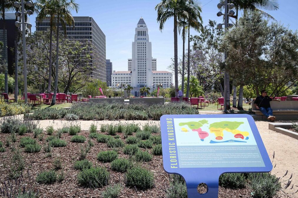 A view of Los Angeles City Hall from Grand Park. | Photo via Wikimedia Commons.