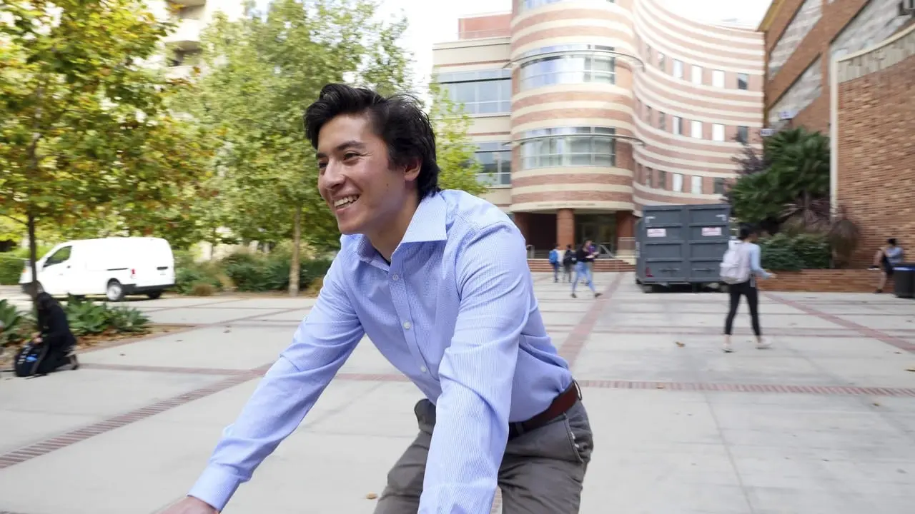 student biking