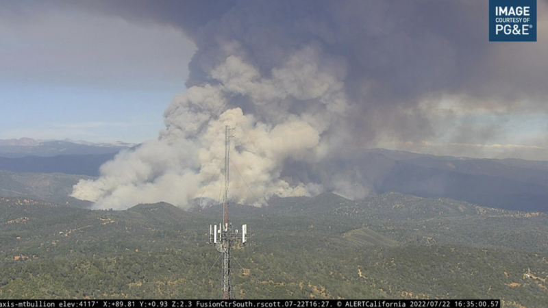 Oak Fire in Mariposa County from the PG&E Mount Bullion