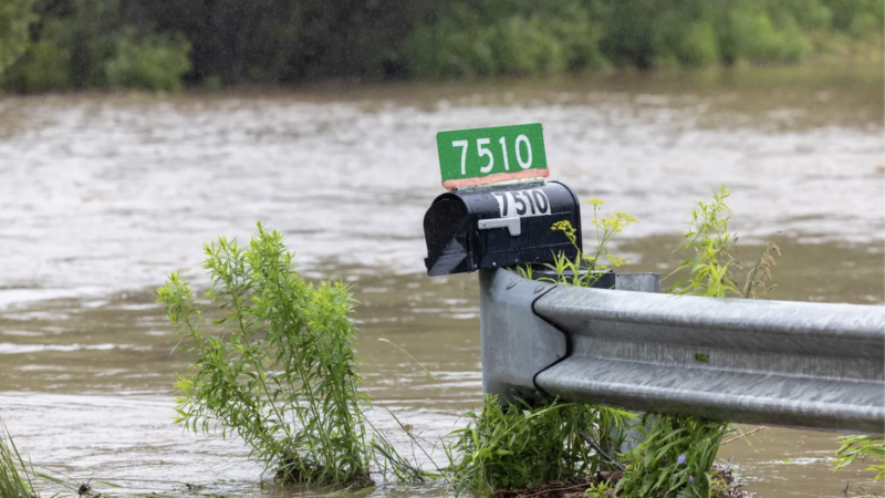 A mailbox sits in front of a flooded property on Route 11 on July 10, 2023 in Londonderry, Vermont. Scott Eisen/Getty Images