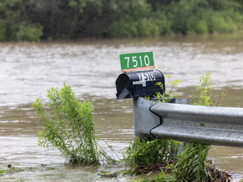 A mailbox sits in front of a flooded property on Route 11 on July 10, 2023 in Londonderry, Vermont. Scott Eisen/Getty Images