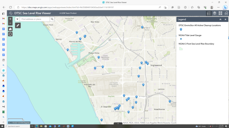 Sea Level Rise planning map