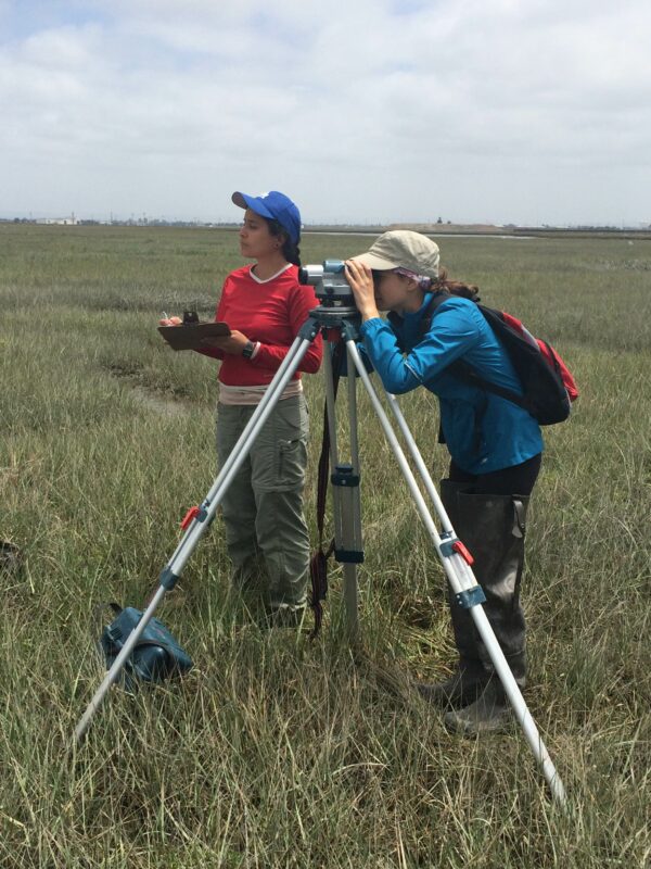 Jennifer Aleman-Zometa and fellow alumna Jennifer Taylor in the field at Seal Beach, California as ESE students.