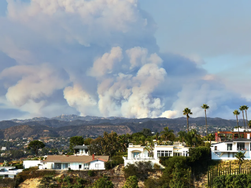 The Woolsey Fire is seen from Hollywood Hills, California, 2018. Photo by Shutterstock.