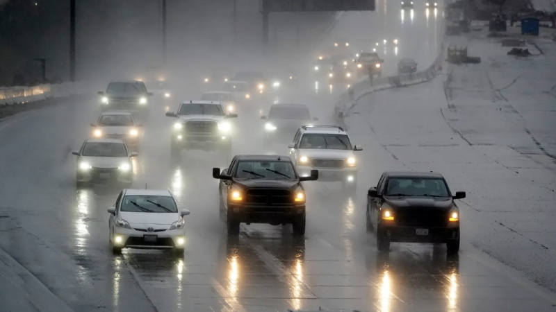 Cars driving on the freeway in the rain AP Photo Marcio Jose Sanchez