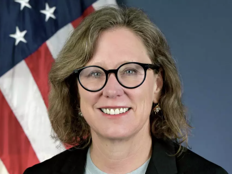 Ann Carlson, shown in an undated photo, has served as acting administrator of the National Highway Traffic Safety Administration, where she started as chief counsel in 2021. Carlson is leaving the agency on Wednesday to resume teaching at the UCLA School of Law.(NHTSA via AP)