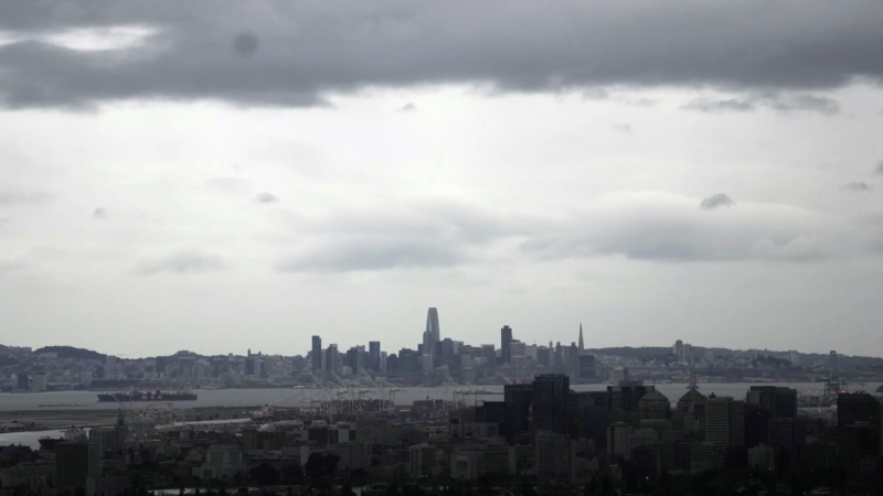 Heavy clouds covered Oakland and- in the distance- San Francisco this week