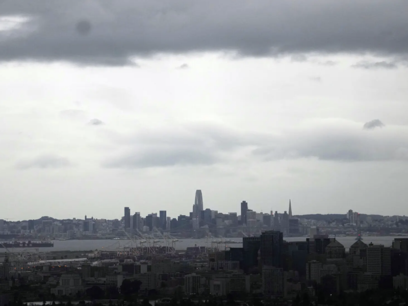 Heavy clouds covered Oakland and- in the distance- San Francisco this week