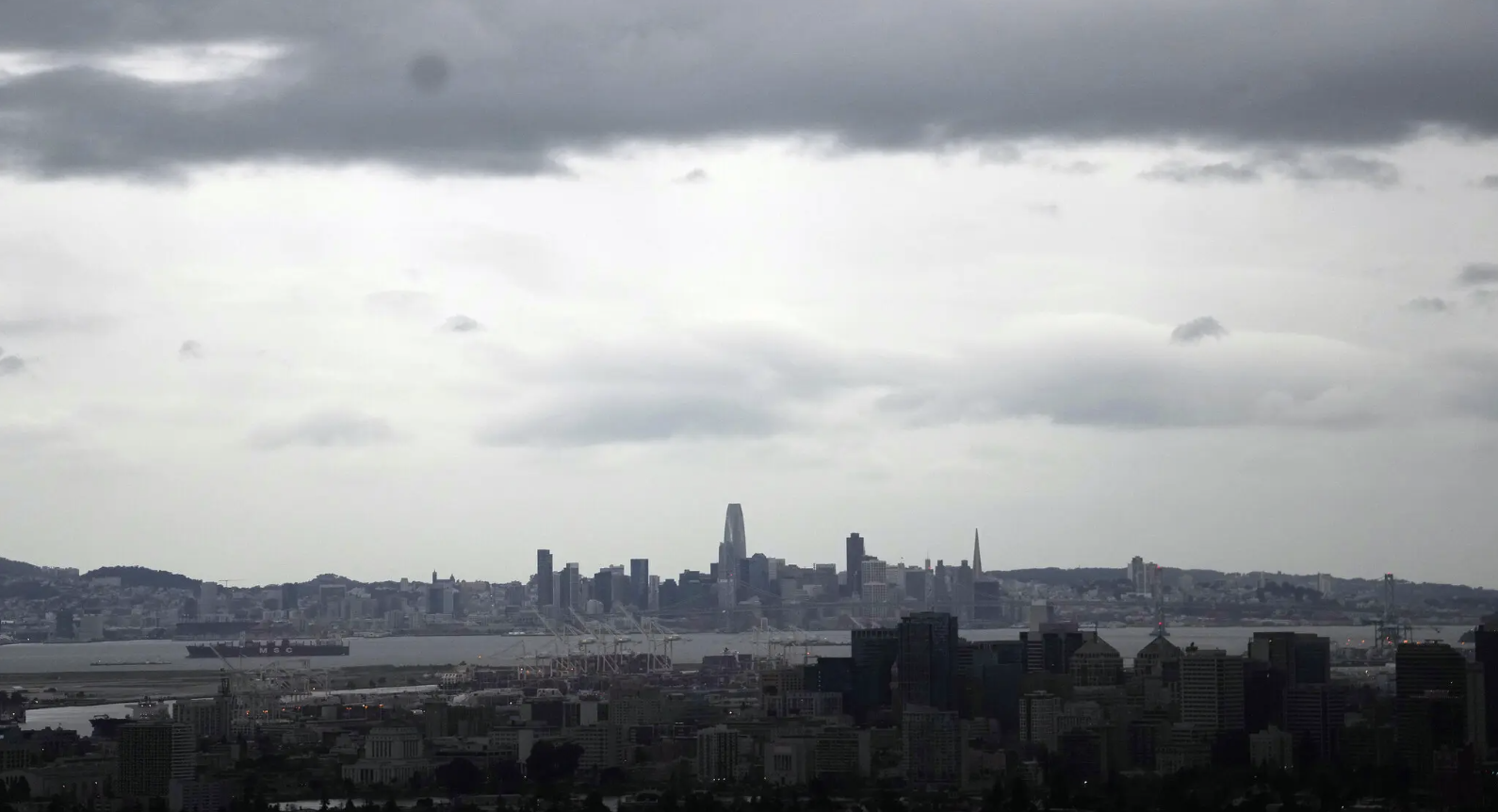 Heavy clouds covered Oakland and- in the distance- San Francisco this week