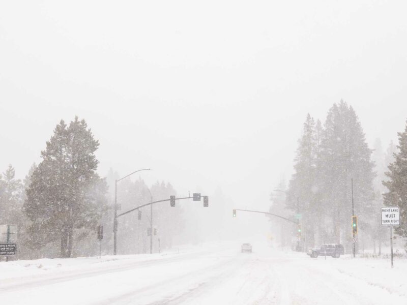 White out conditions were seen across the Sierra Nevada Mountains as heavy winds affected visibility throughout the state. | Credit: Brian Walker