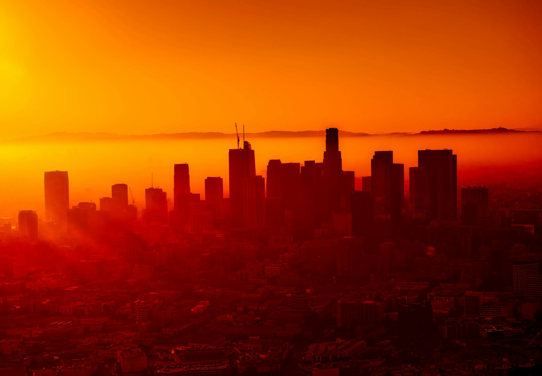 LA skyline at sunset
