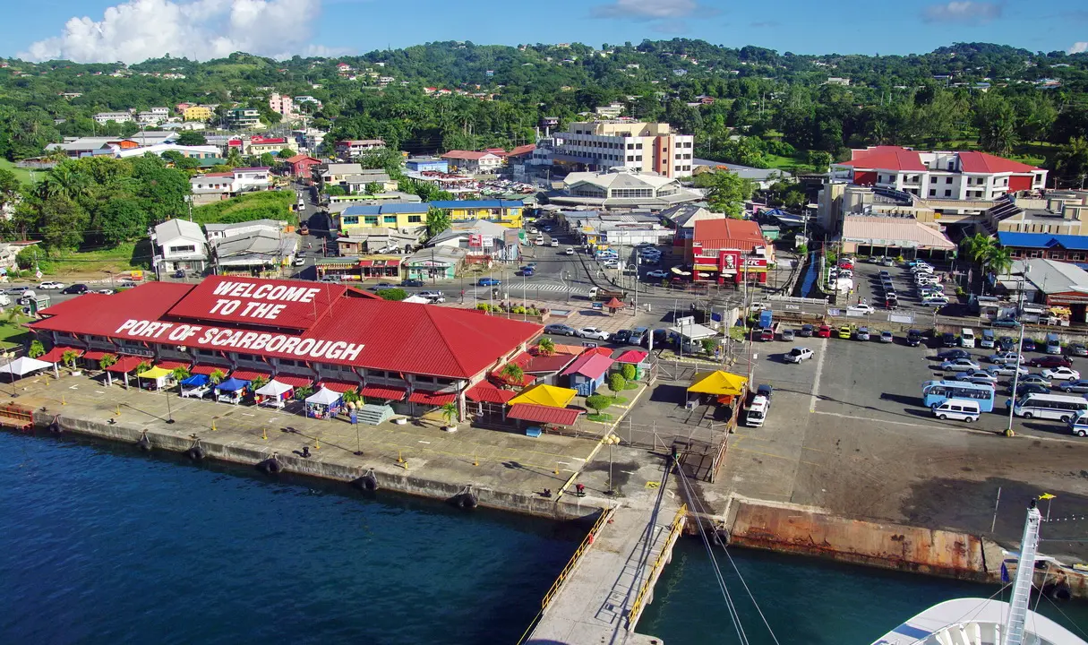 Aerial view of Port of Scarborough, Tobago