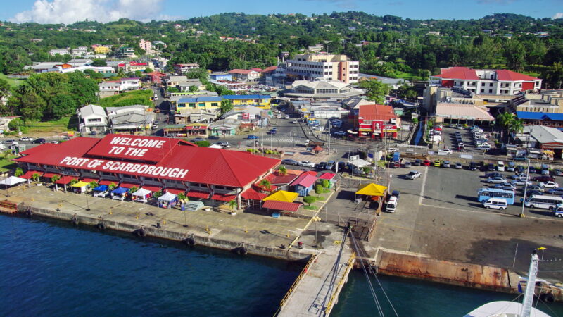 Aerial view of Port of Scarborough, Tobago