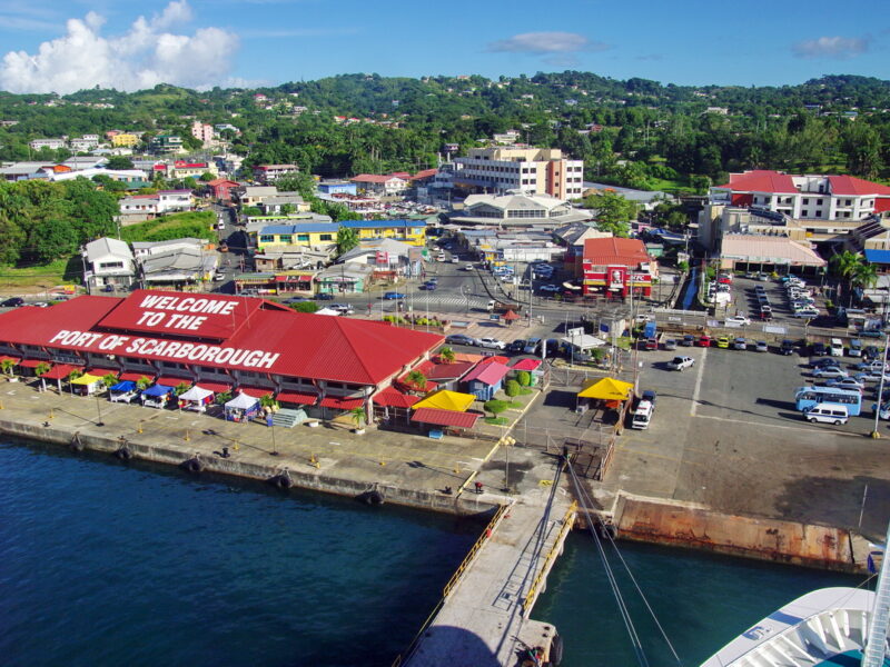 Aerial view of Port of Scarborough, Tobago