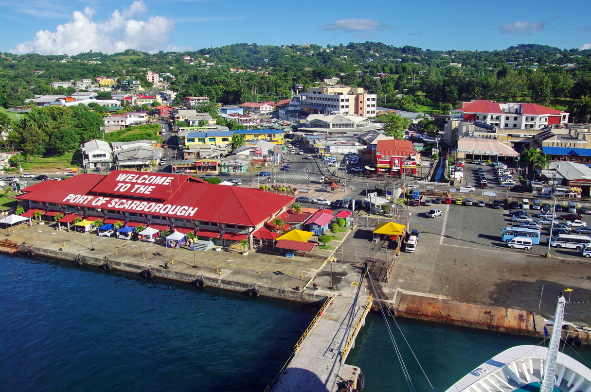 Aerial view of Port of Scarborough, Tobago