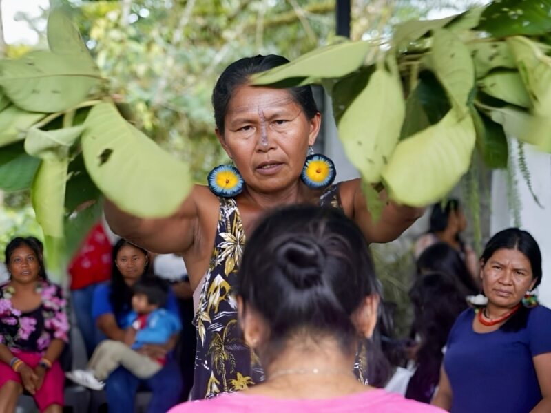 Mujeres Amazónicas Defensoras de La Selva meets to share ancestral knowledge and experiences to inspire Indigenous women and encourage them to draw strength from their roots, March 2024 | Photo courtesy of Nina Gualinga