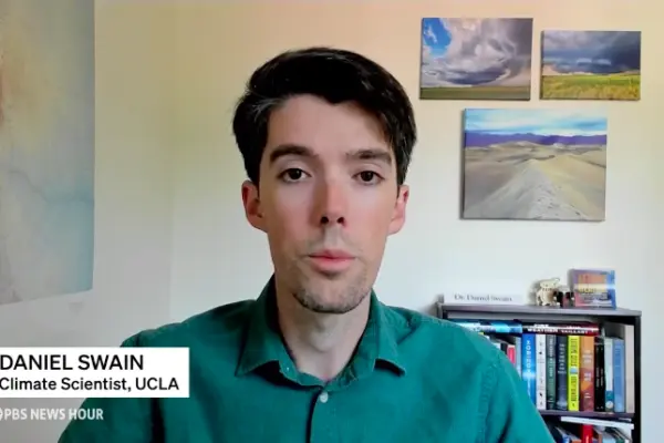 Daniel Swain discusses the Park Fire for PBS News.