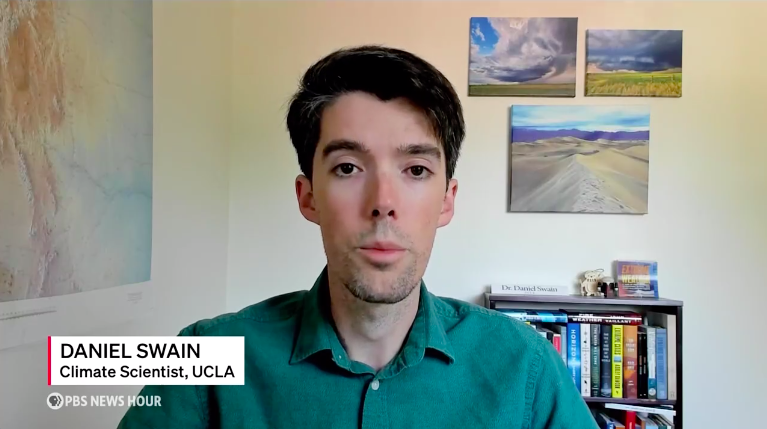 Daniel Swain discusses the Park Fire for PBS News.