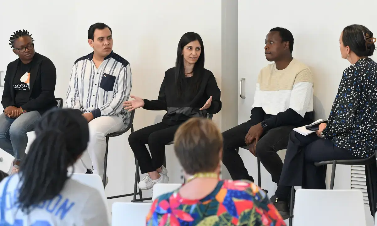 Lunch and Learn panel discussion with the 2023 Pritzker Award finalists, 2022 Pritzker Award winner Dysmus Kisilu, and moderator Nurit Katz. | Vince Bucci
