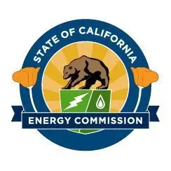 California Energy Commission logo, featuring the state's bear above lightning bolt and flame icons.
