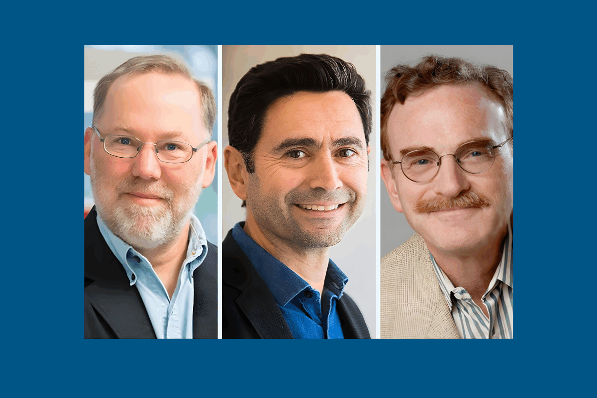 UCLA’s most recent alumni Nobel laureates, all of whom won the prize in physiology or medicine (left to right): Fred Ramsdell (2025 laureate), Ardem Patapoutian (2021) and Randy Schekman (2013).