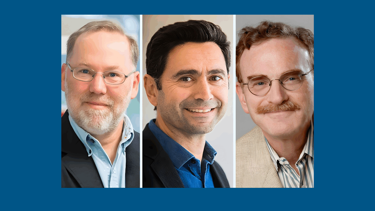 UCLA’s most recent alumni Nobel laureates, all of whom won the prize in physiology or medicine (left to right): Fred Ramsdell (2025 laureate), Ardem Patapoutian (2021) and Randy Schekman (2013).