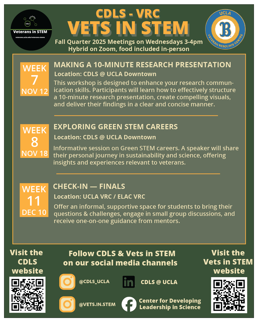 Vets In STEM 2025 Fall Programming flyer