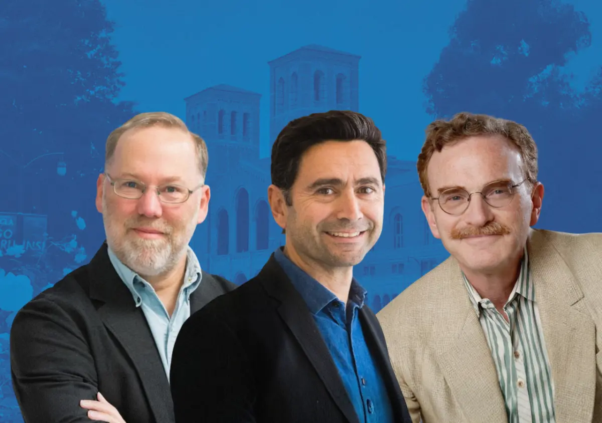 UCLA’s most recent alumni Nobel laureates, all of whom won the prize in physiology or medicine (left to right): Fred Ramsdell (2025 laureate), Ardem Patapoutian (2021) and Randy Schekman (2013).