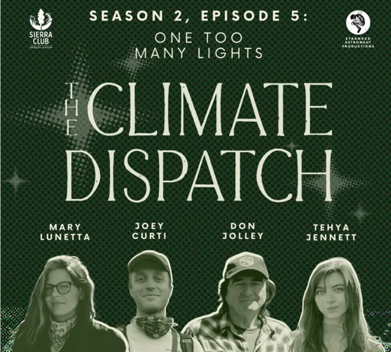 Climate Dispatch podcast promotional image. Featuring Joey Curti, Don Jolley, and Mary Lunetta.