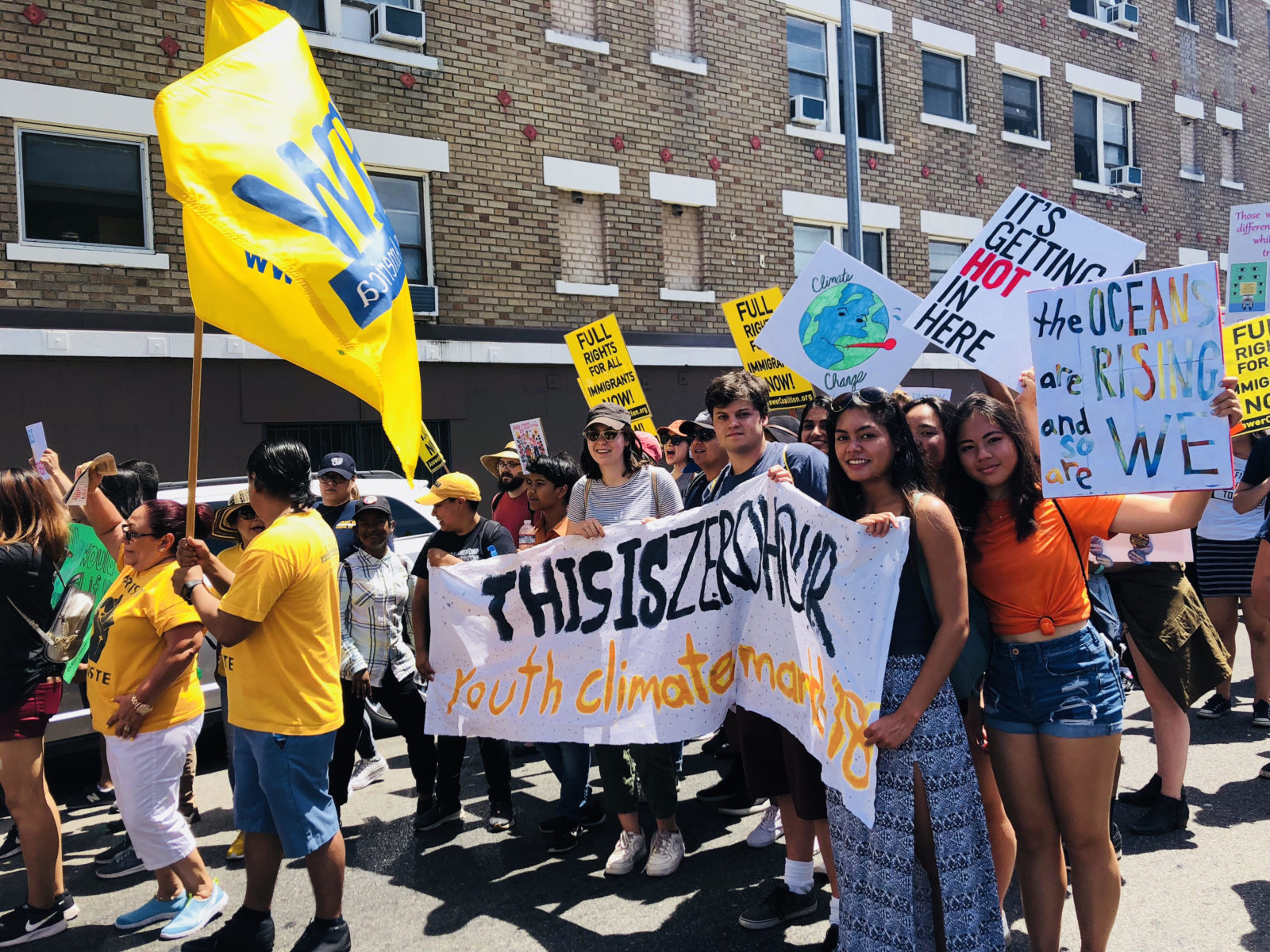 Valeree Cantangay — front, second from right — at the Youth Climate March 2018 in Los Angeles.