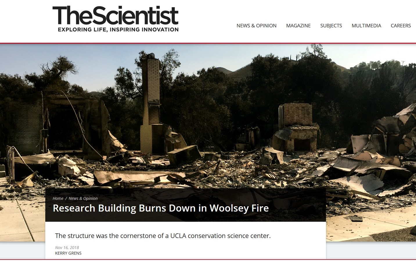 research building burns down in the woolsey fire